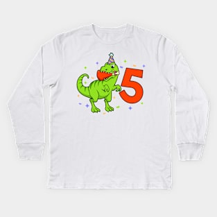 I am 5 with TREX - boy birthday 5 years old Kids Long Sleeve T-Shirt